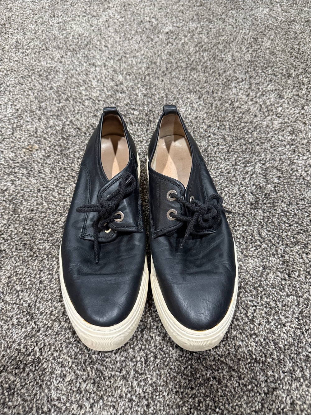 Women’s AGL Black Leather Lace-Up Sneakers
